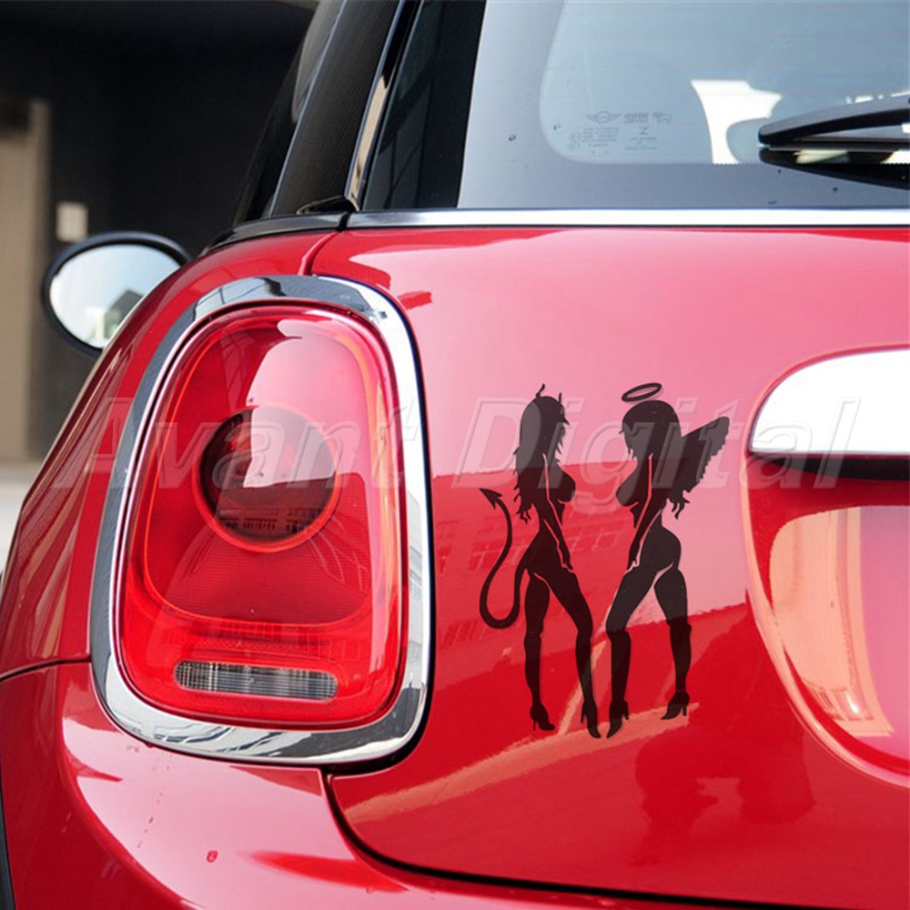 Sexy Girl Car Sticker Angel Devil Beauty Super Cool Motorcycle Car